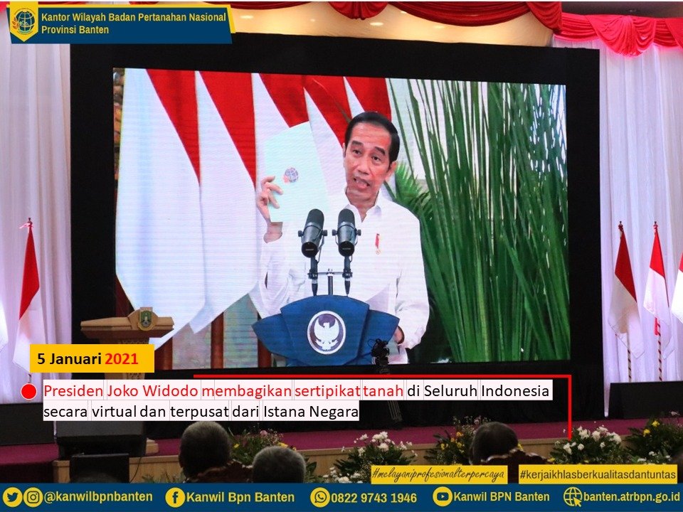 Wujud Komitmen, Presiden Joko Widodo Bagikan Sertipikat Secara Virtual Di Provinsi Banten