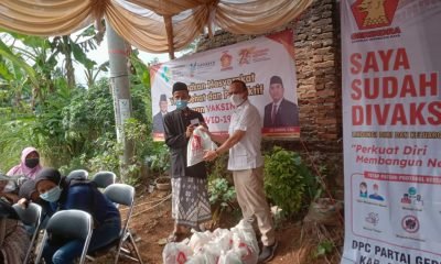 DPC Partai Gerindra Pandeglang Bantu Percepatan Vaksinasi Covid 19 dan Bagikan Sembako